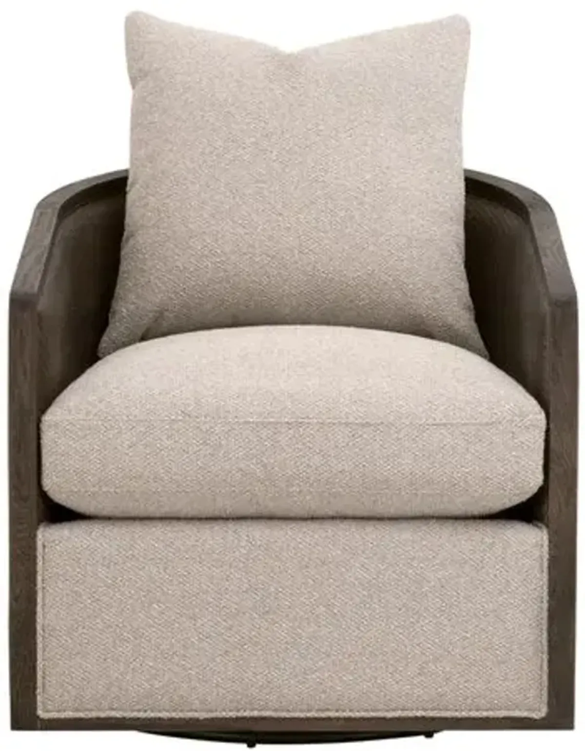 Winnie Cane Wrapped Swivel Chair - Performance Linen