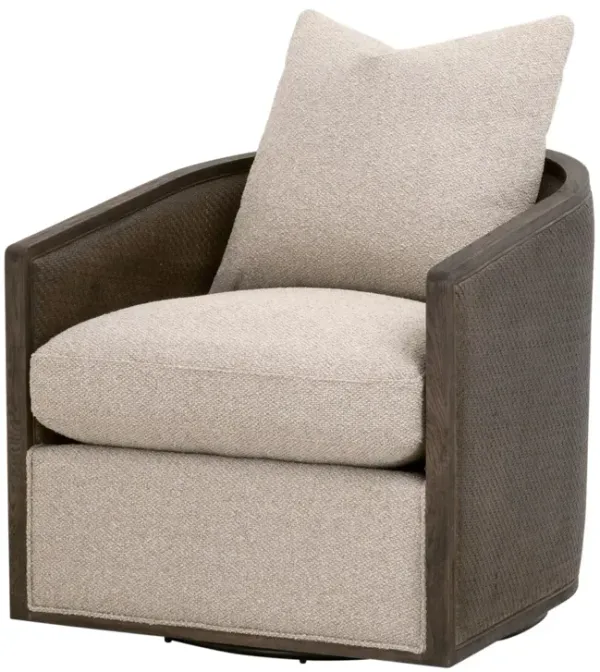 Winnie Cane Wrapped Swivel Chair, Performance Linen