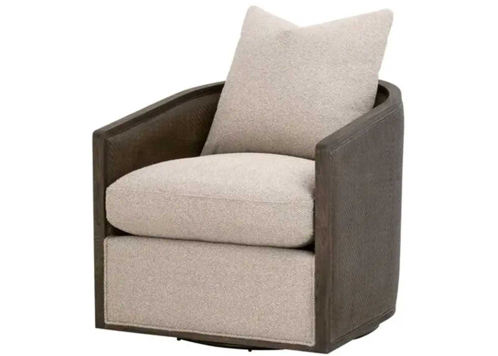 Winnie Cane Wrapped Swivel Chair - Performance Linen