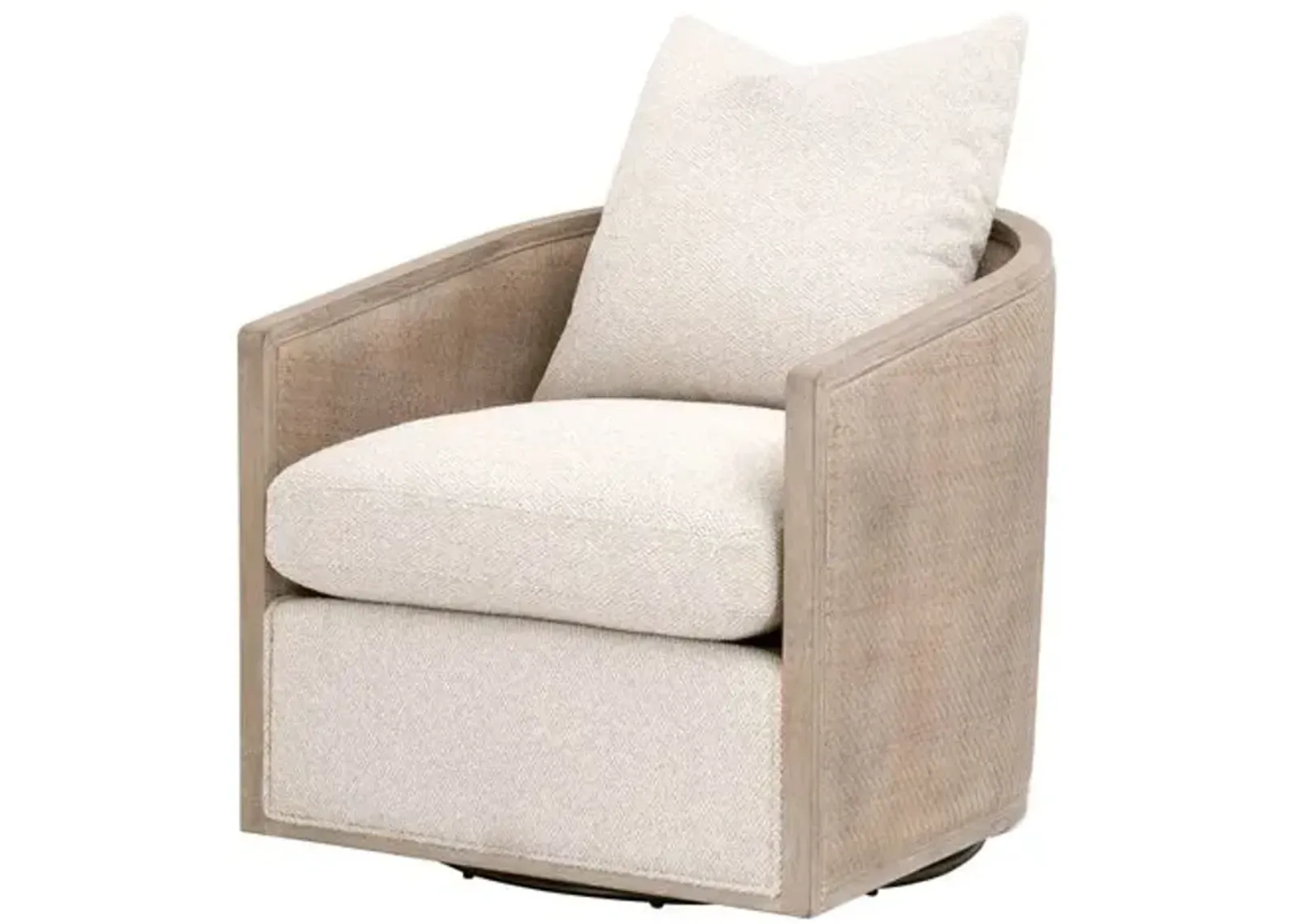 Winnie Cane Wrapped Swivel Chair - Performance Linen