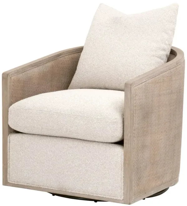 Winnie Cane Wrapped Swivel Chair, Performance Linen