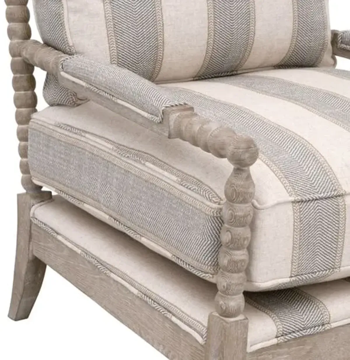 Chloe Spindle Club Chair - Pewter Stripe/Natural Gray