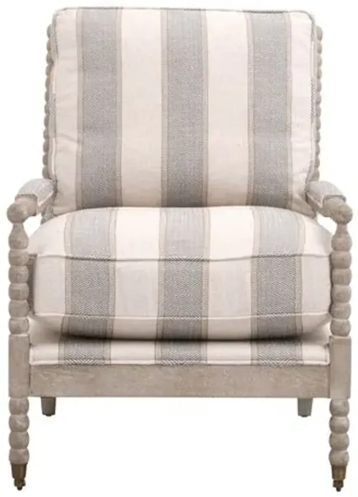 Chloe Spindle Club Chair - Pewter Stripe/Natural Gray