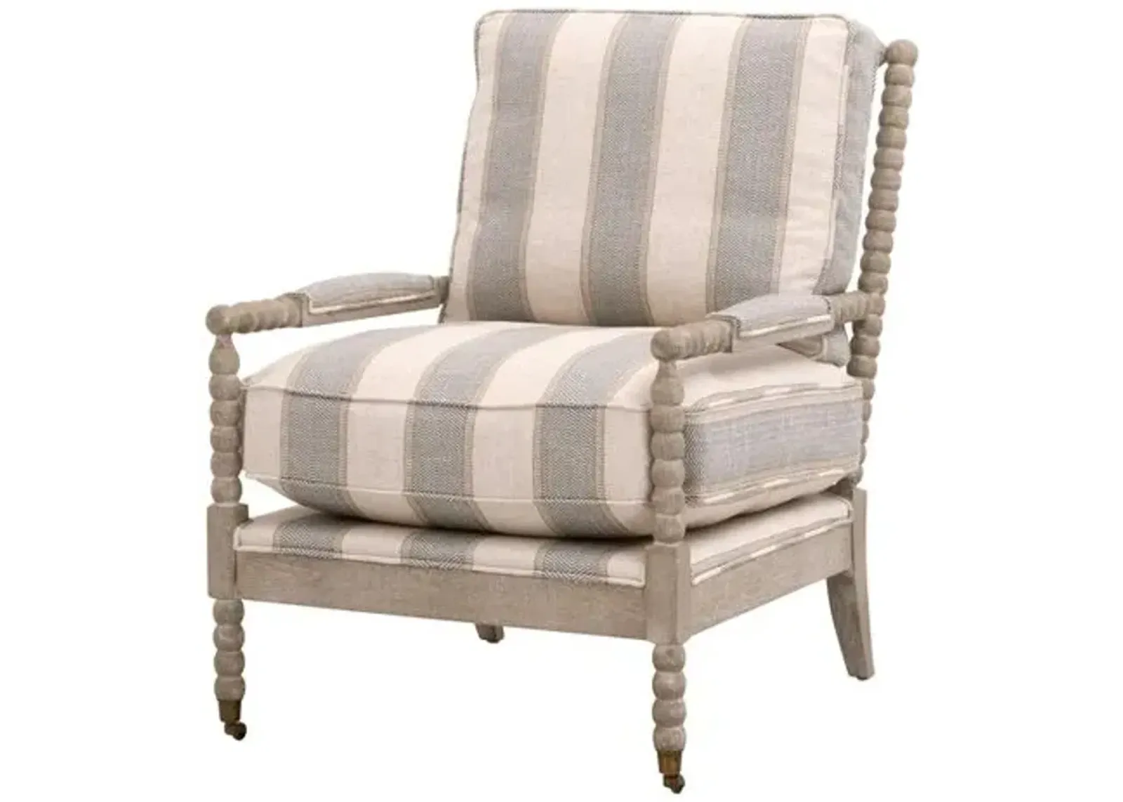 Chloe Spindle Club Chair - Pewter Stripe/Natural Gray