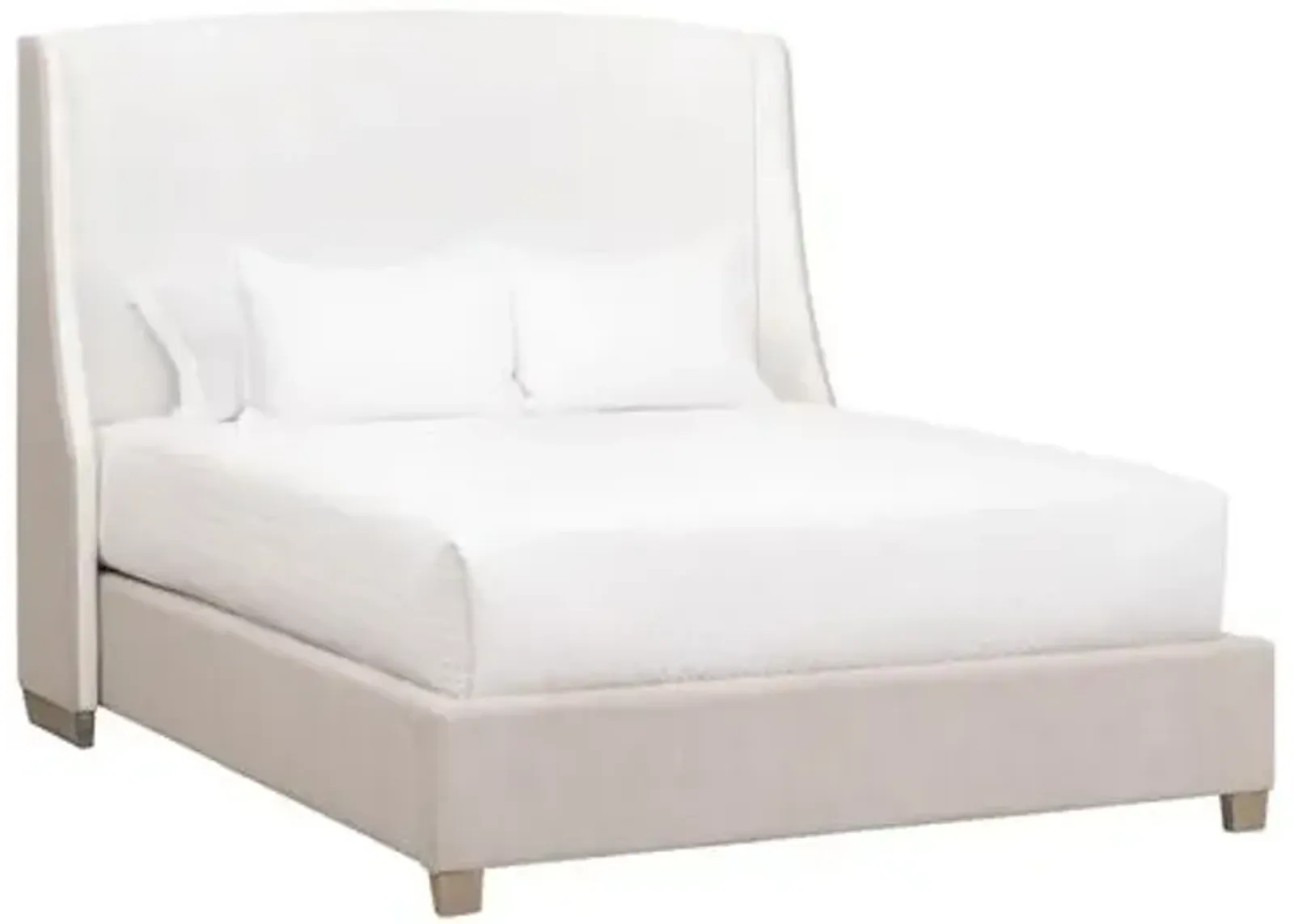 James 2-Tone Wingback Bed - Performance Linen - White