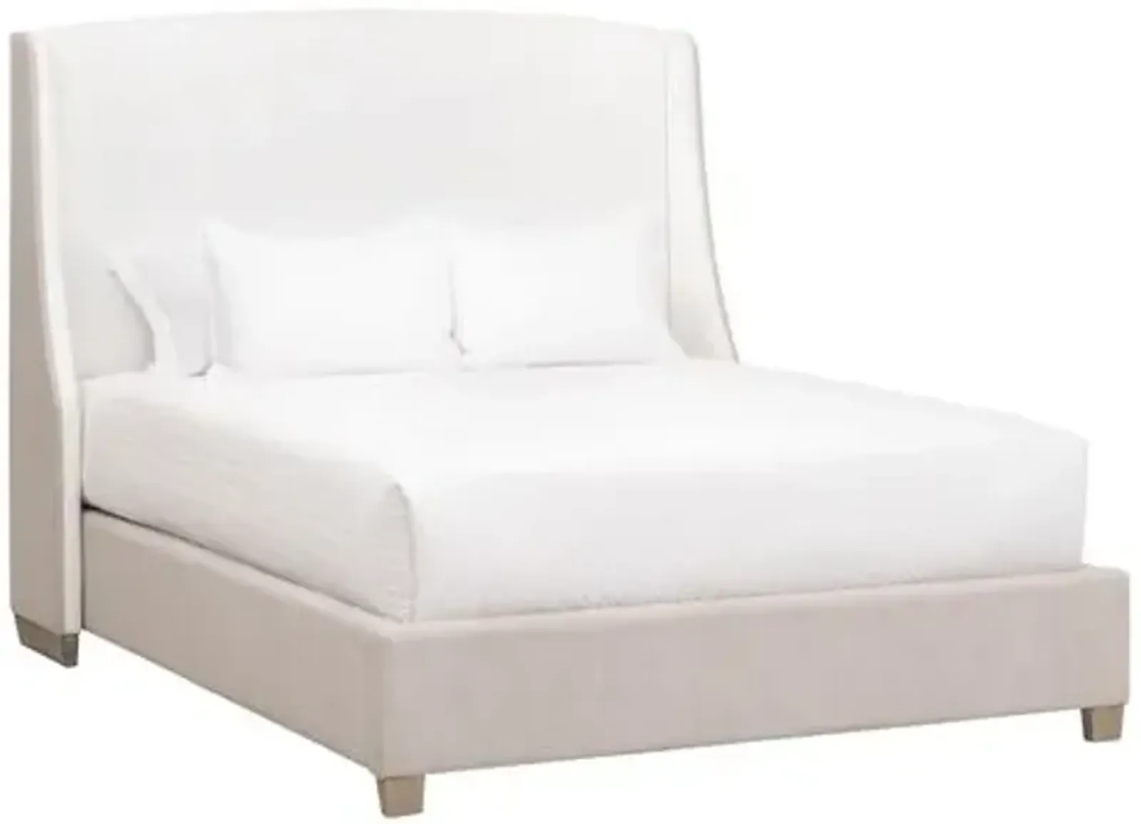 James 2-Tone Wingback Bed - Performance Linen - White