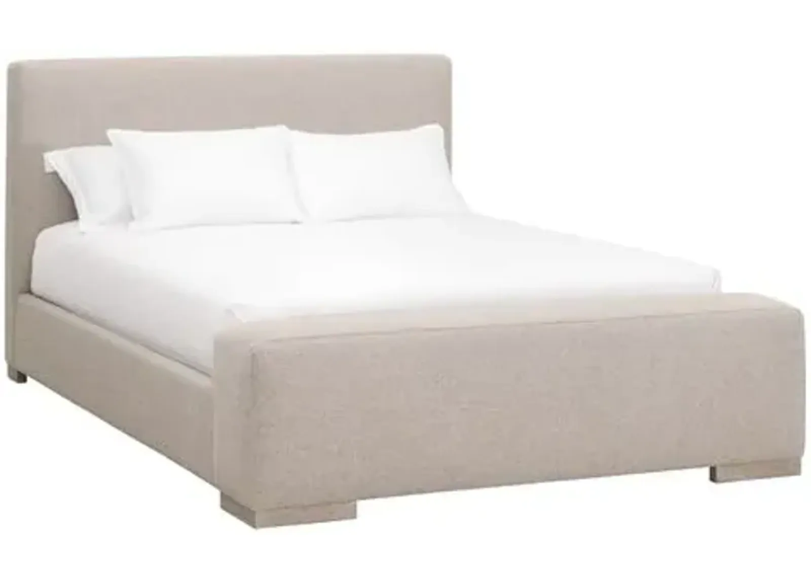 Winnie Platform Bed - Performance Jute Boucle - Beige, Upholstered