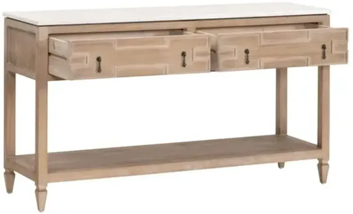 Carla 2-Drawer Entry Console - White Quartz/Smoke Gray - Brown