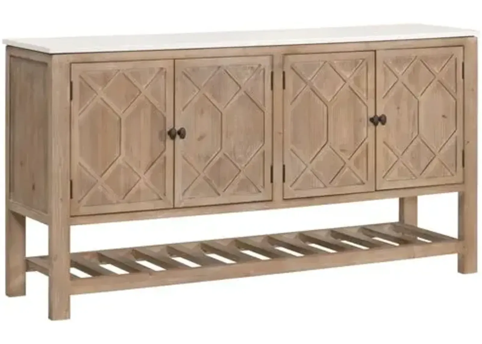 Carla Media Sideboard - White Quartz/Smoke Grey - Brown