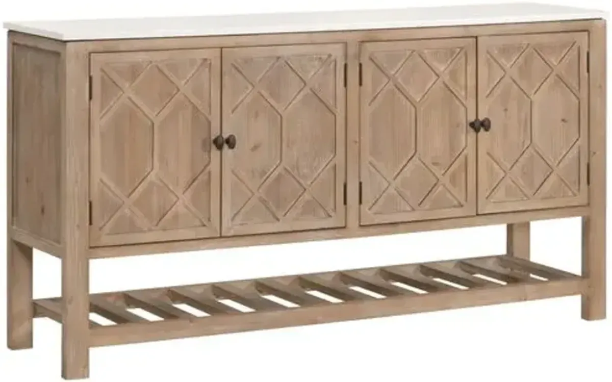 Carla Media Sideboard - White Quartz/Smoke Grey - Brown