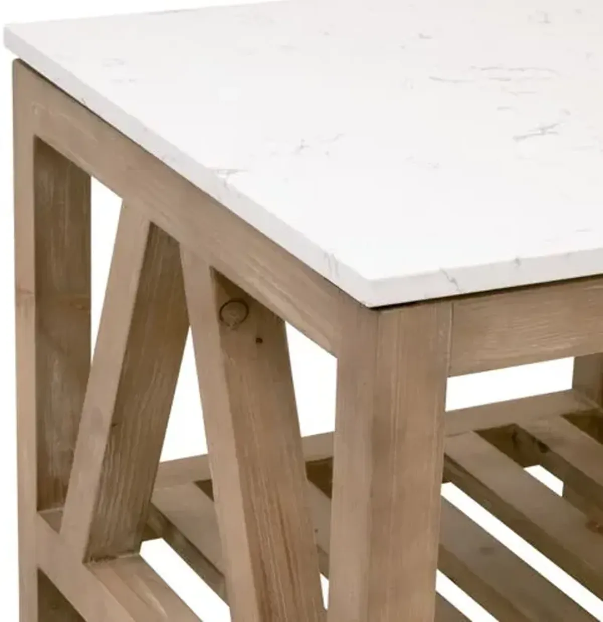 Carla End Table - White Quartz/Smoke Gray - Brown