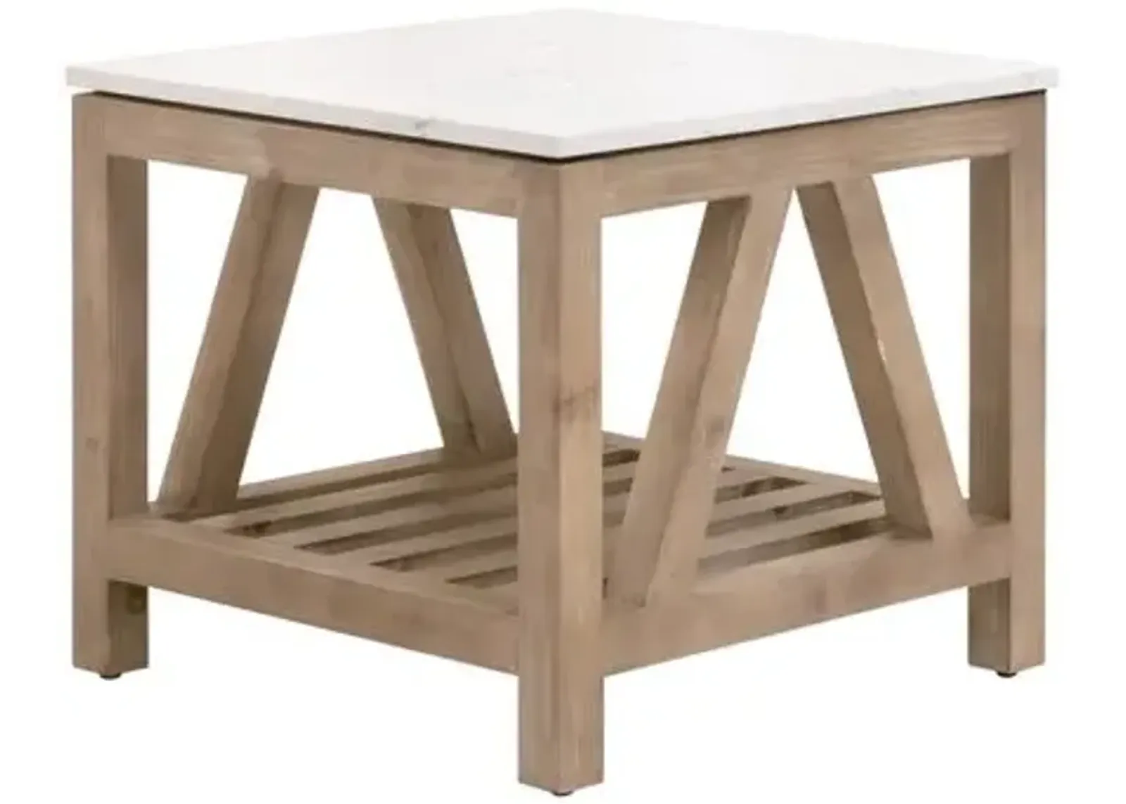 Carla End Table - White Quartz/Smoke Gray - Brown