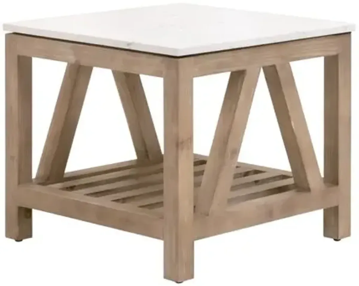 Carla End Table - White Quartz/Smoke Gray - Brown