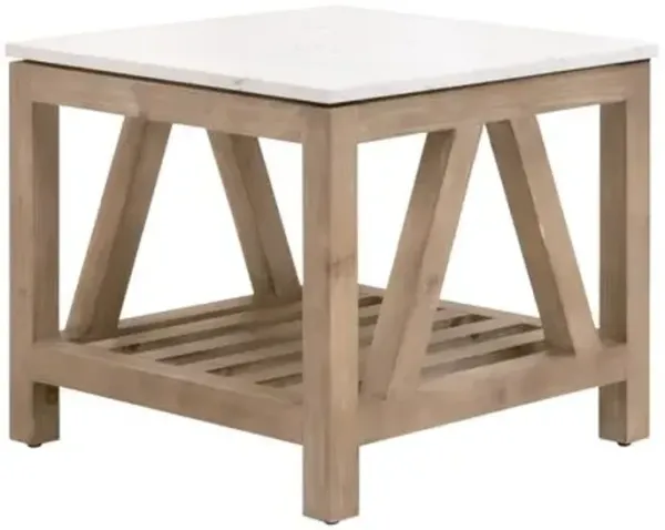 Carla End Table - White Quartz/Smoke Gray - Brown