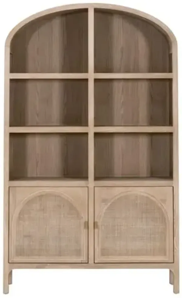 Maverick Cane Storage Bookcase/Cabinet - Smoke Gray - Brown