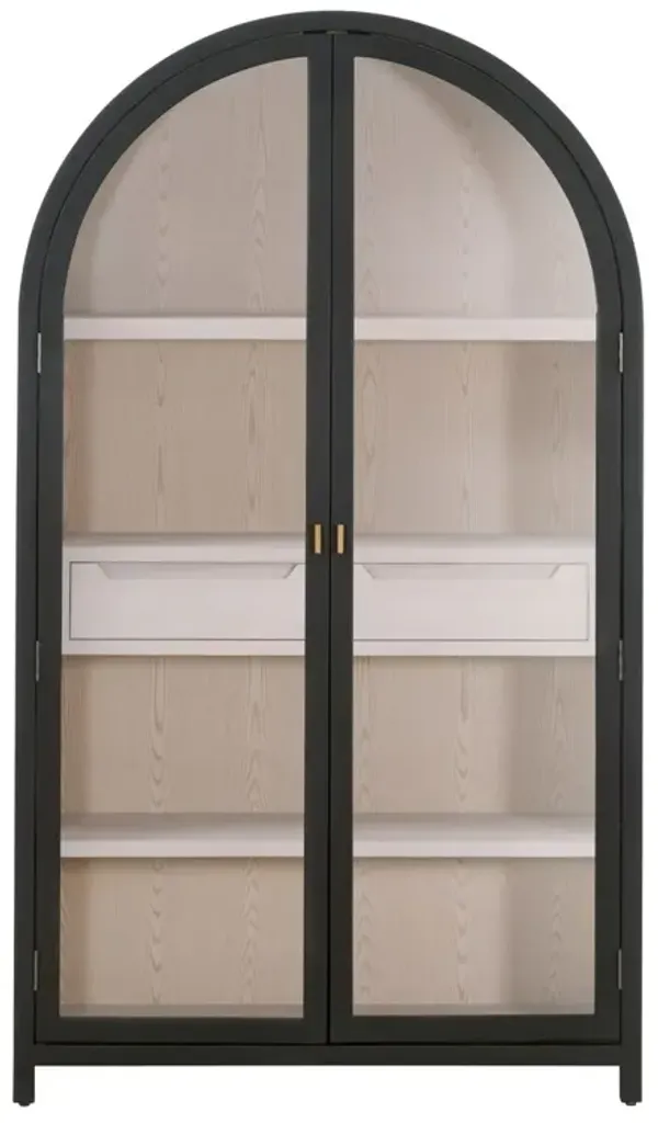Gertrude Arched Display Cabinet - Black Birch/Natural Oak