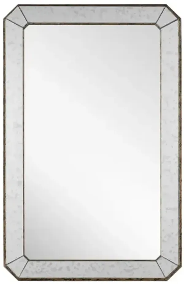  Large Antiqued Rectangular Wall Mirror, Silver