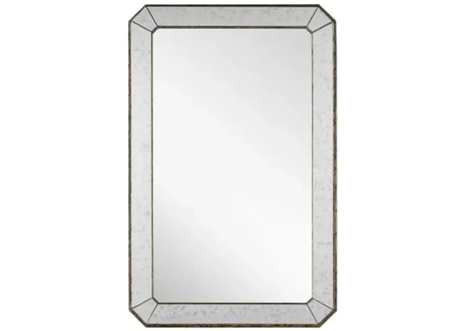 Large Antiqued Rectangular Wall Mirror - Silver - Currey & Company