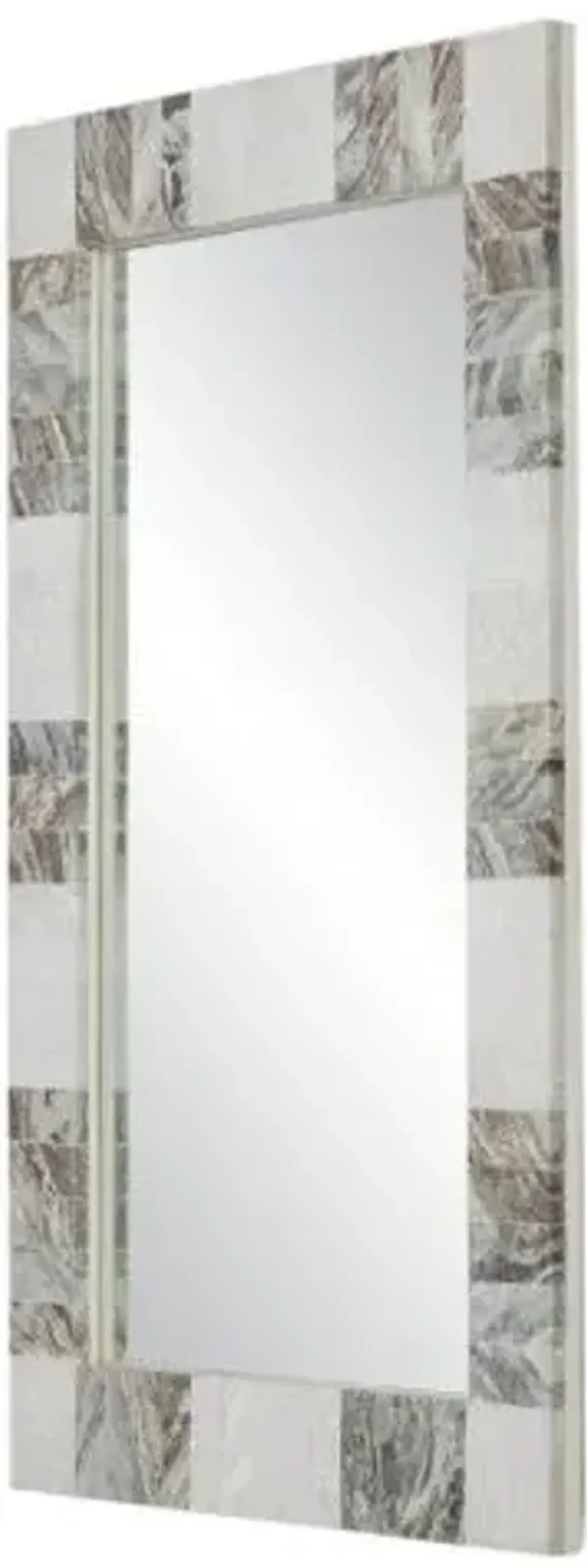 Elena Marble Rectangular Wall Mirror - White/Brown - Currey & Company