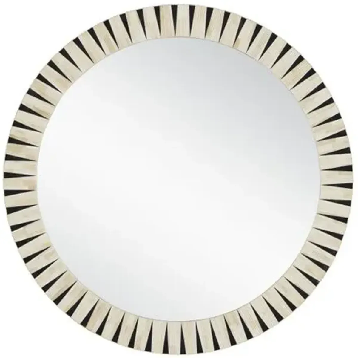 Arvi Bone Inlay 42" Round Wall Mirror - Natural/Black - Currey & Company