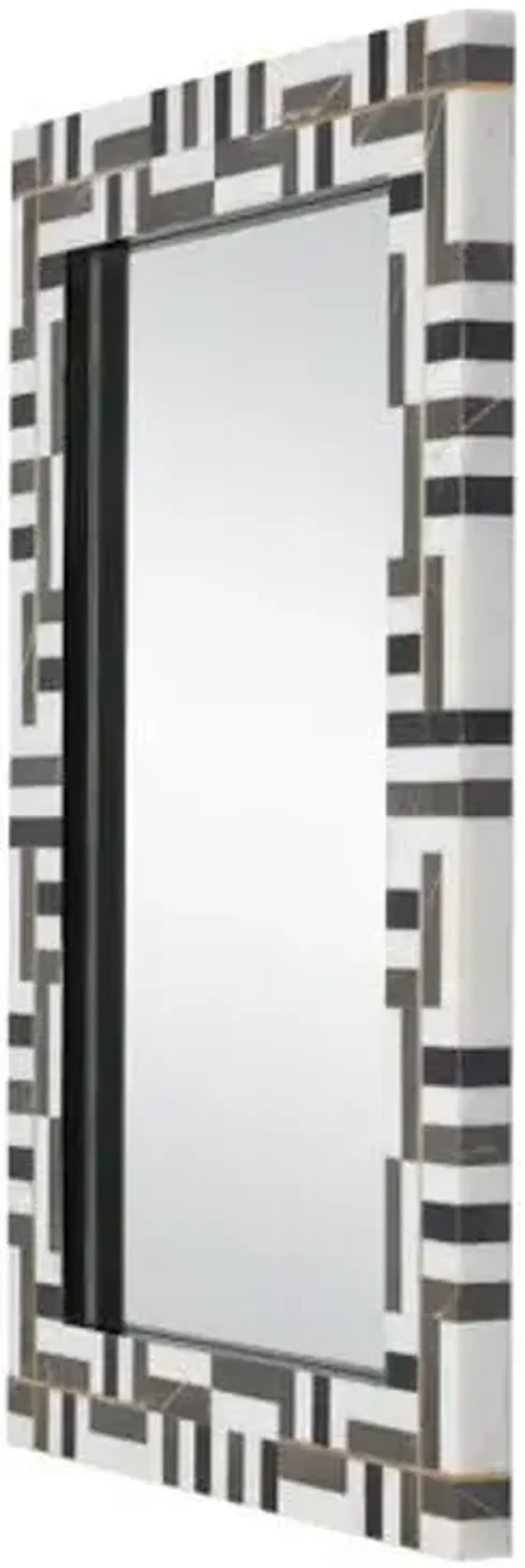 Gentry Marble Rectangular Wall Mirror - Black/White - Currey & Company