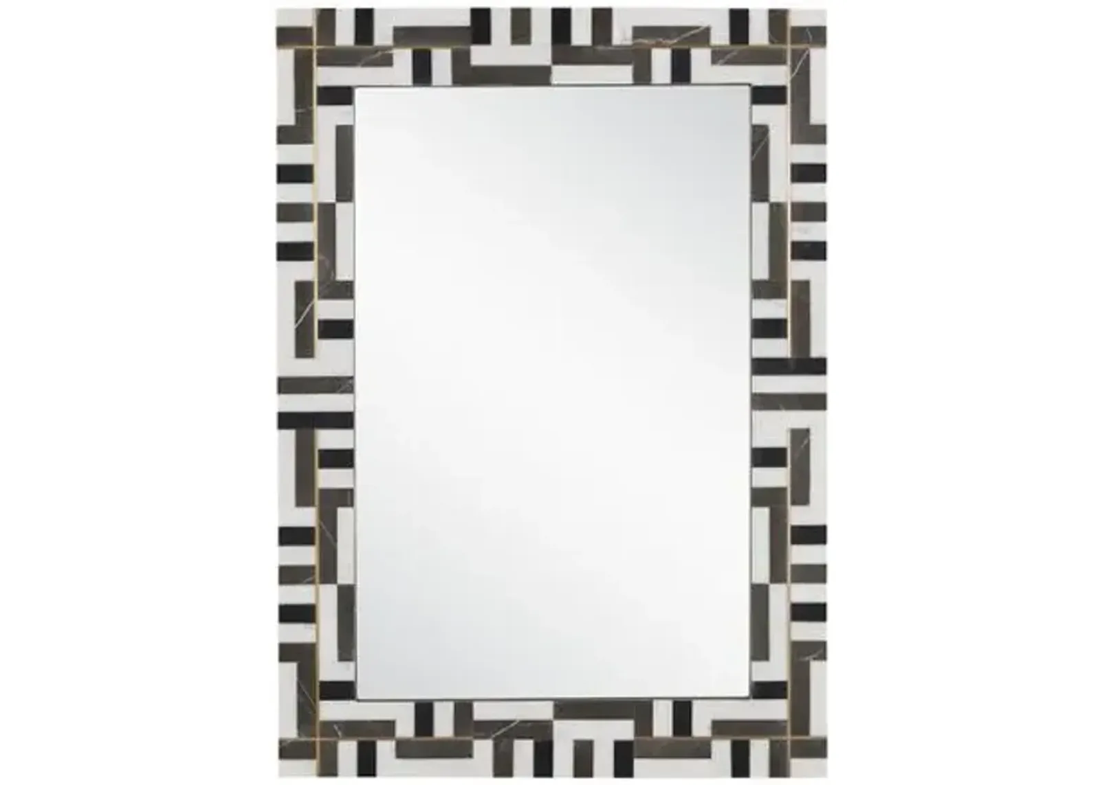 Gentry Marble Rectangular Wall Mirror - Black/White - Currey & Company