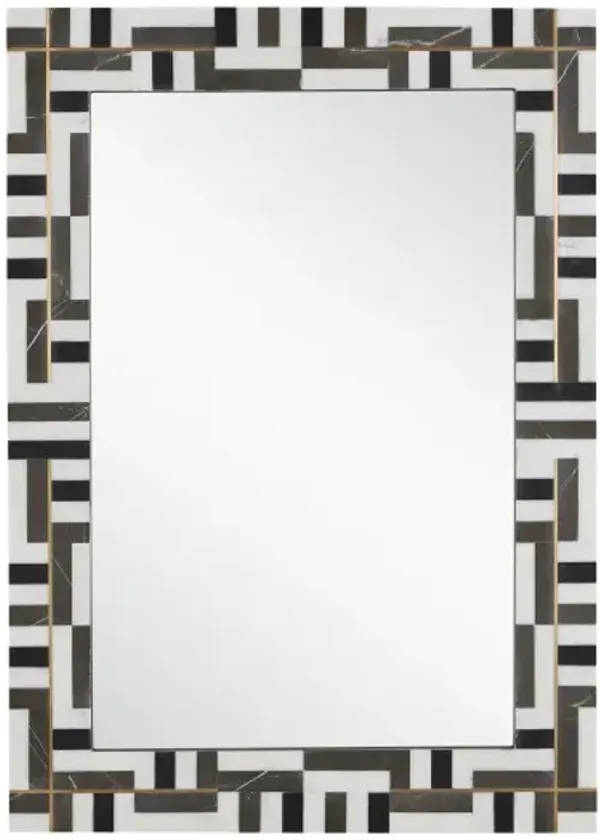 Gentry Marble Rectangular Wall Mirror, Black/White
