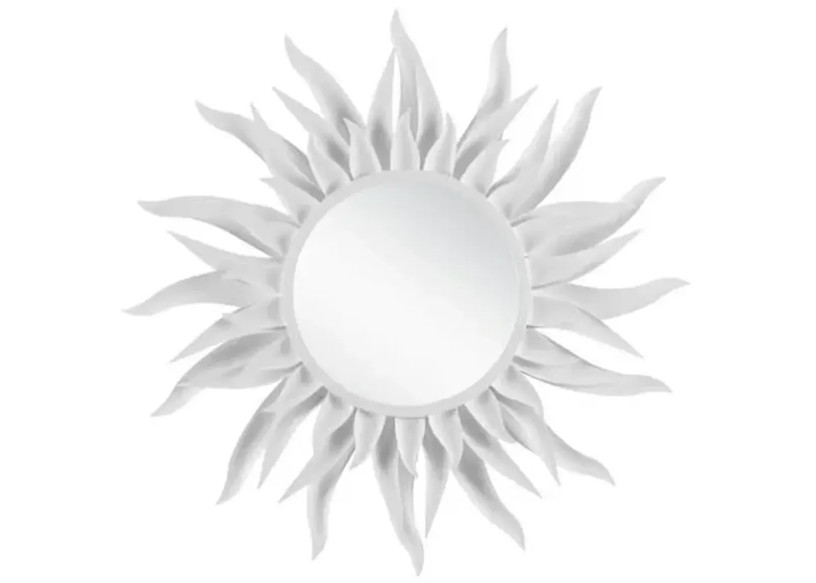 Agave Round Wall Mirror - Gesso White - Currey & Company