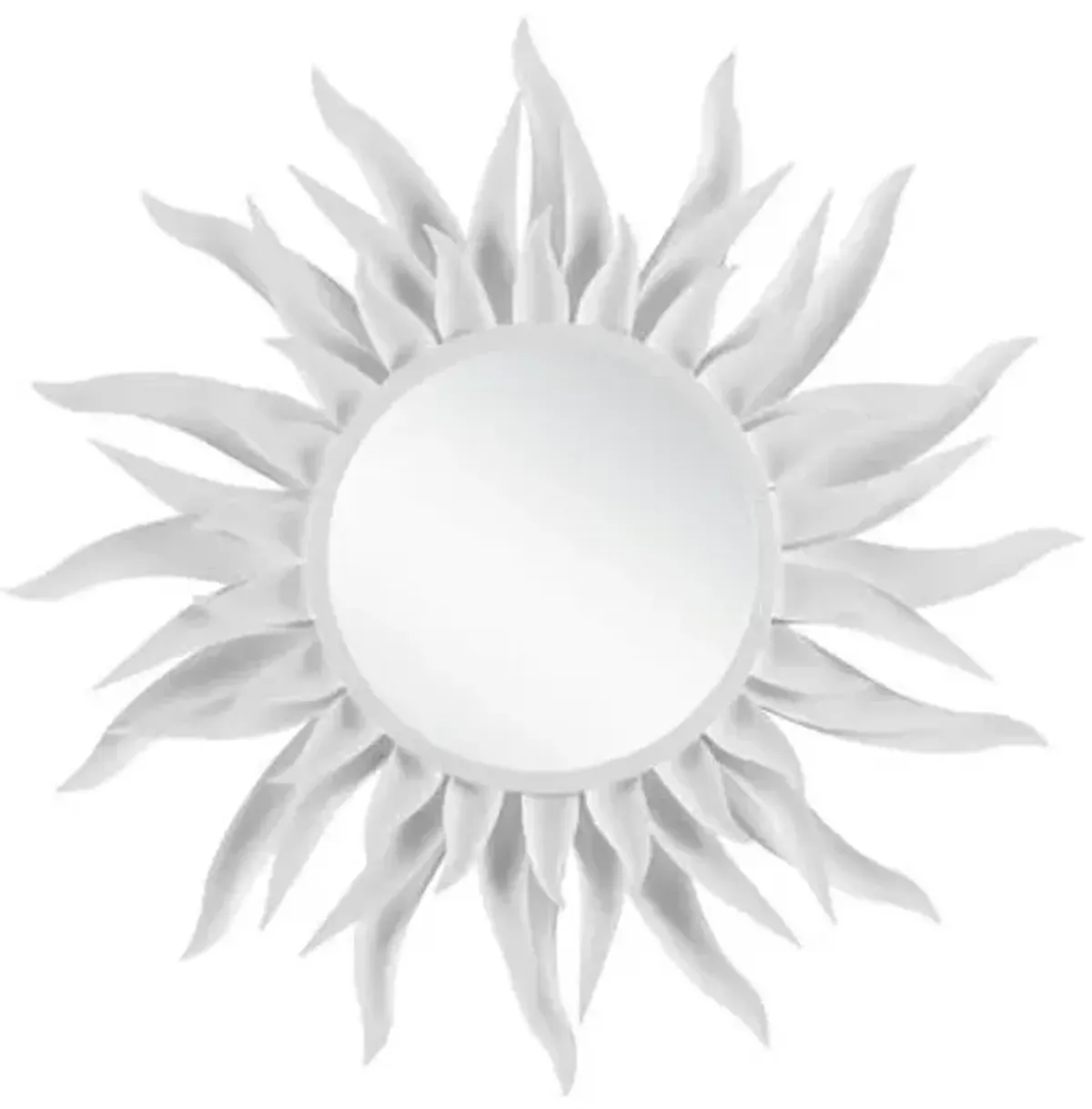 Agave Round Wall Mirror - Gesso White - Currey & Company