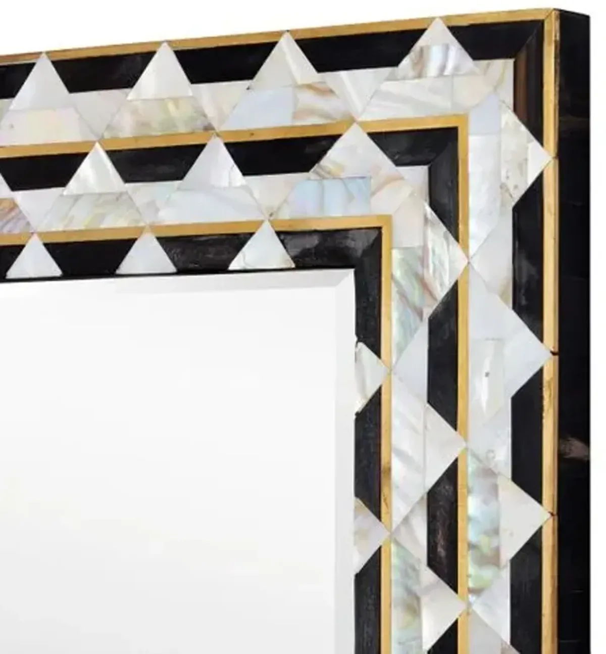 Macy Mother of Pearl Rectangular Wall Mirror - Black/White/Gold - Currey & Company