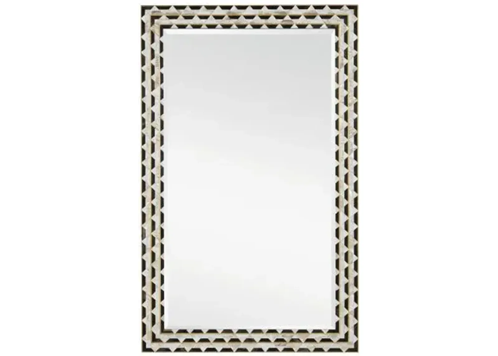 Macy Mother of Pearl Rectangular Wall Mirror - Black/White/Gold - Currey & Company