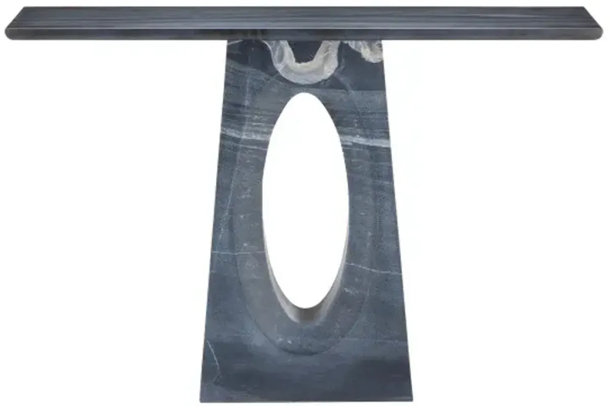 Demi Marble Console Table, Black/Gray