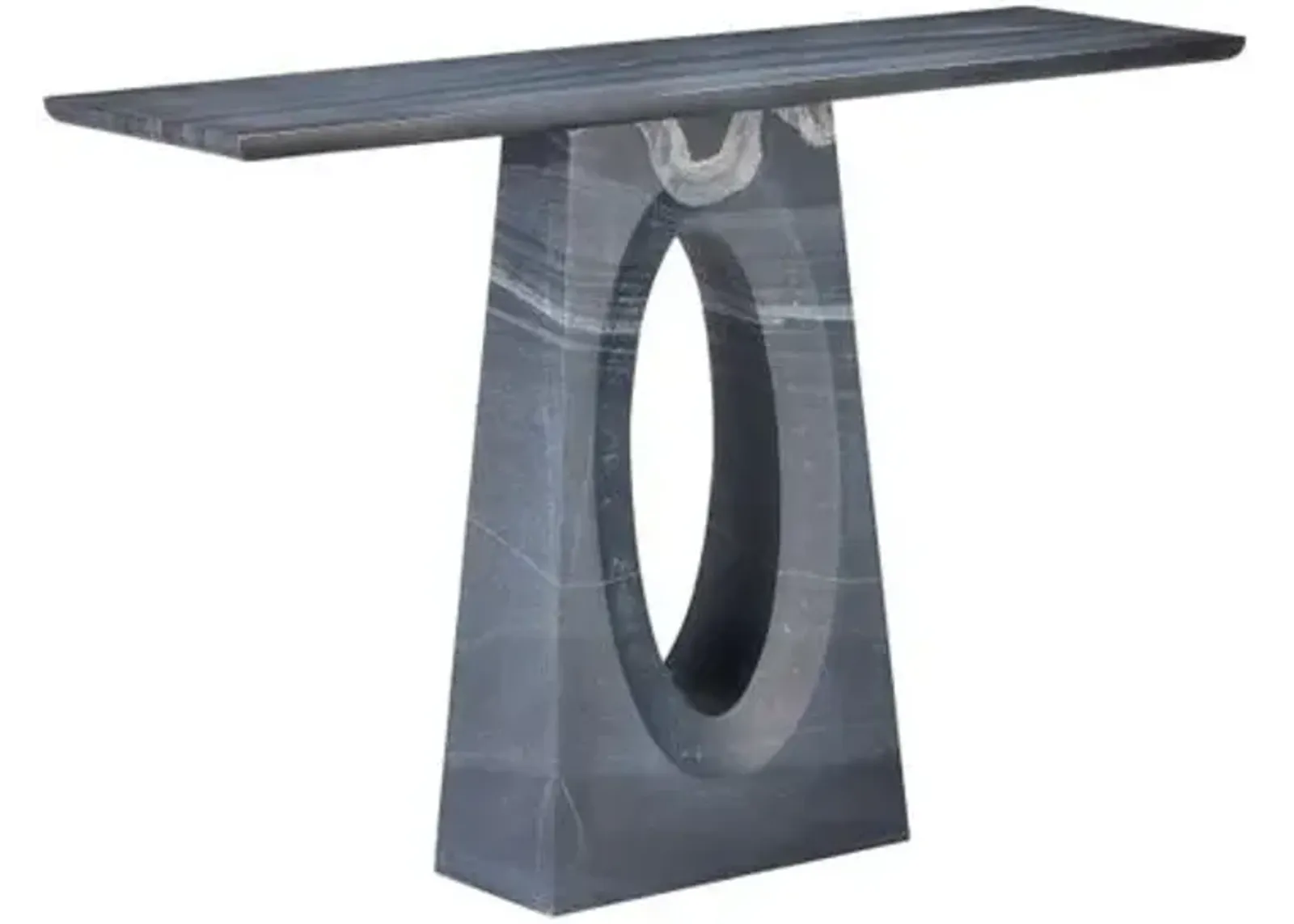 Demi Marble Console Table - Black/Gray - Currey & Company