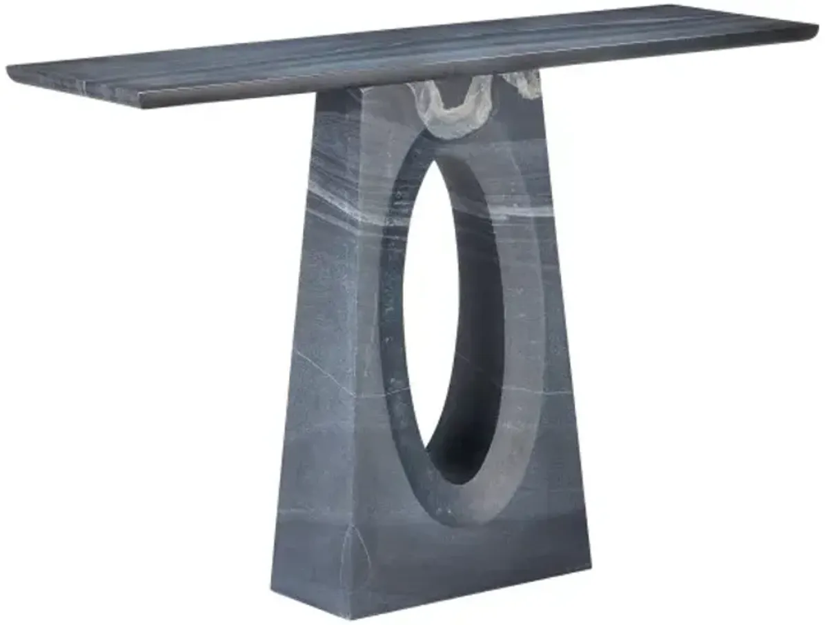 Demi Marble Console Table, Black/Gray