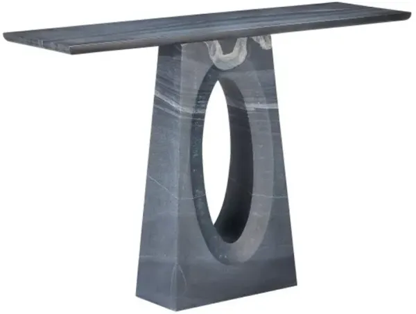 Demi Marble Console Table, Black/Gray