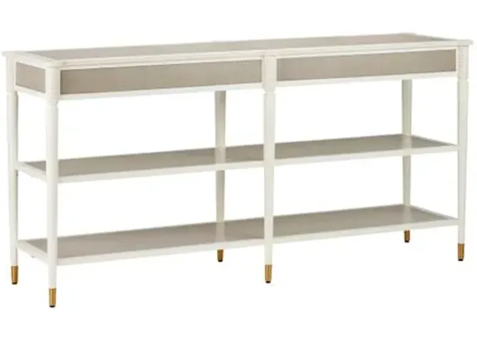 Aster Console Table - Off White/Fog/Polished Brass - Currey & Company - Ivory