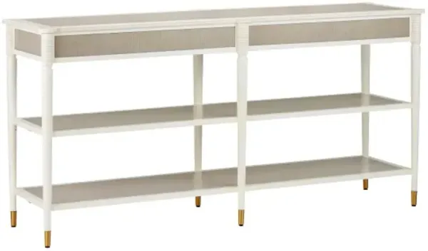 Aster Console Table, Off White/Fog/Polished Brass