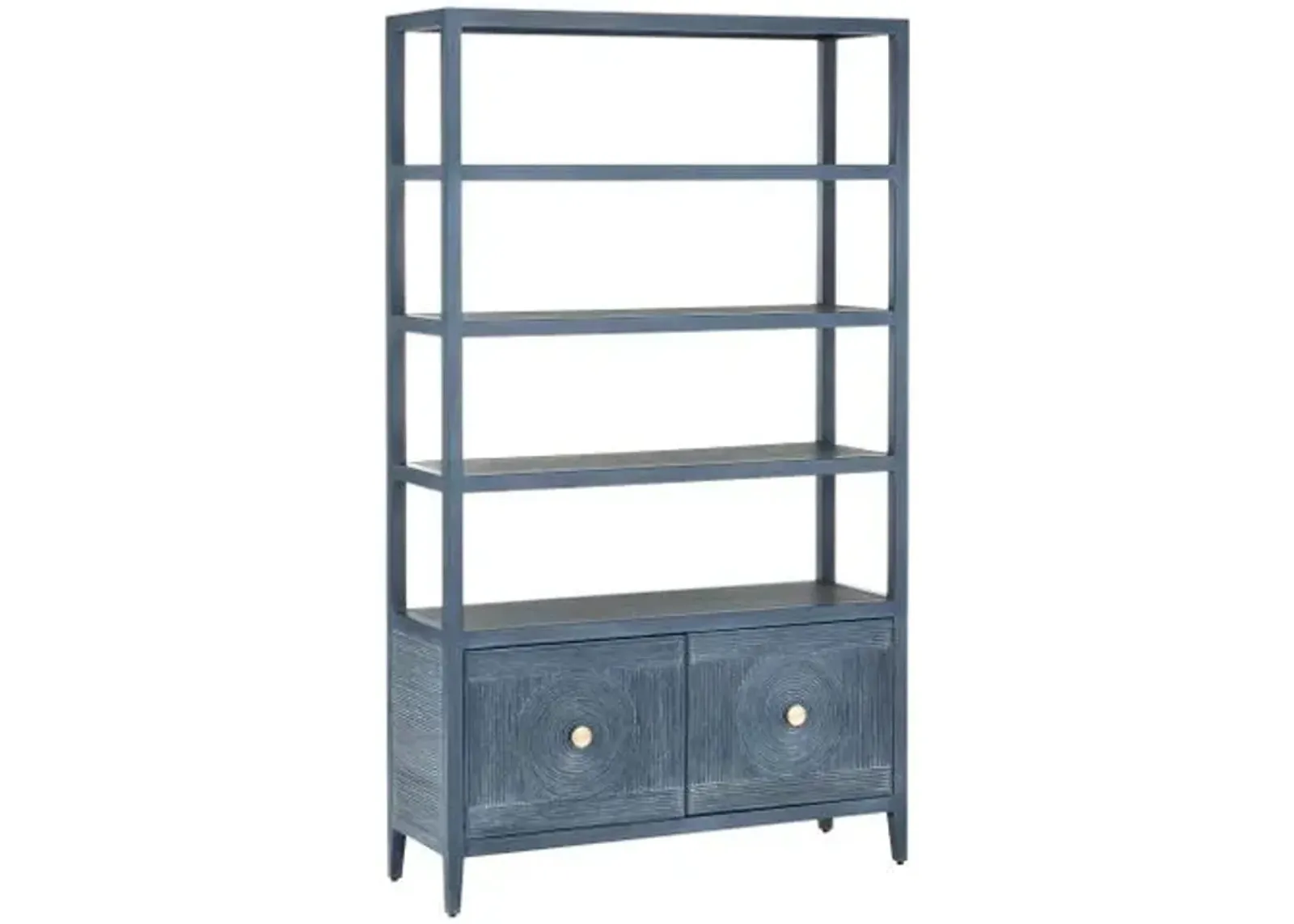 Santos Rattan Storage Etagere - Currey & Company - Blue