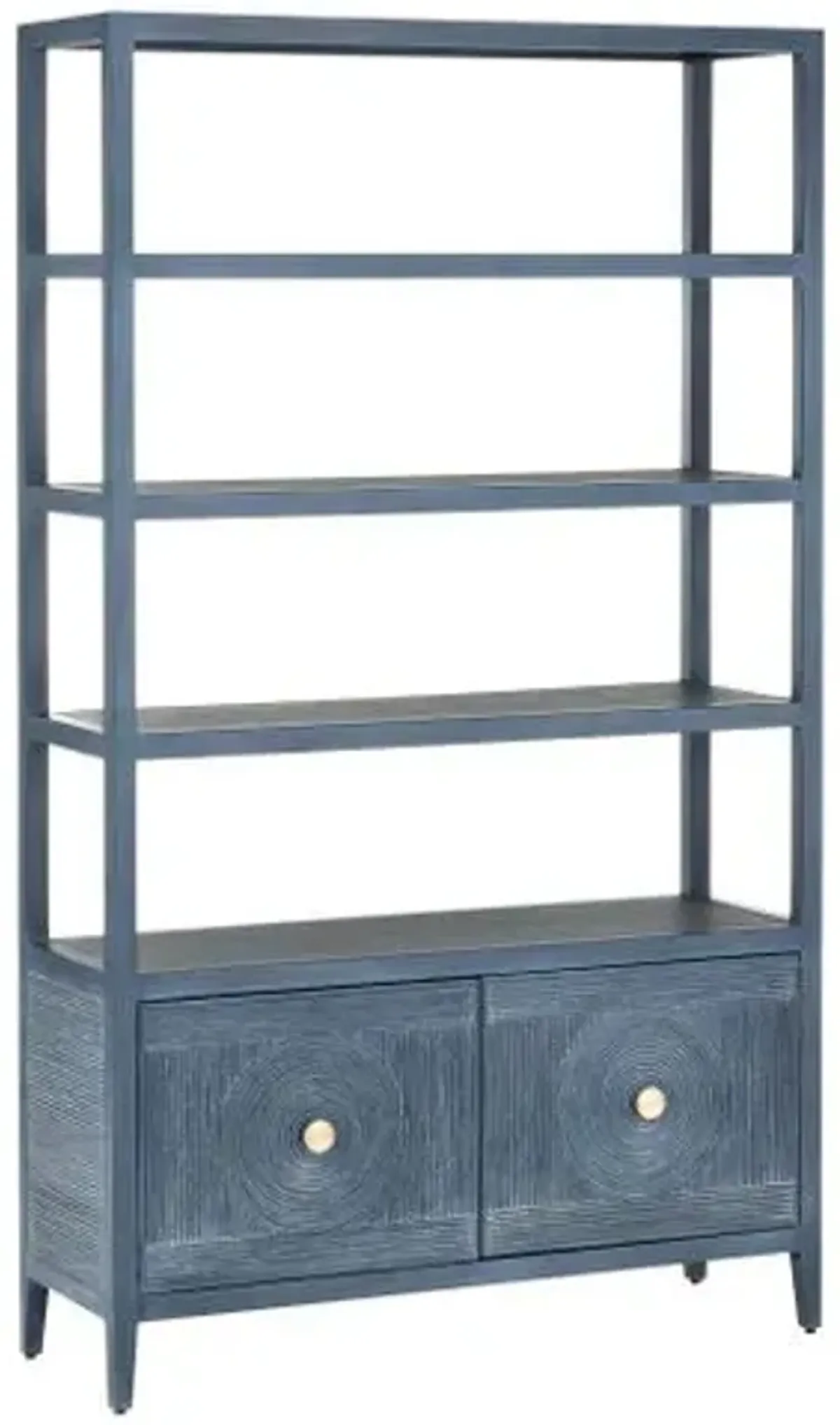 Santos Rattan Storage Etagere - Currey & Company - Blue