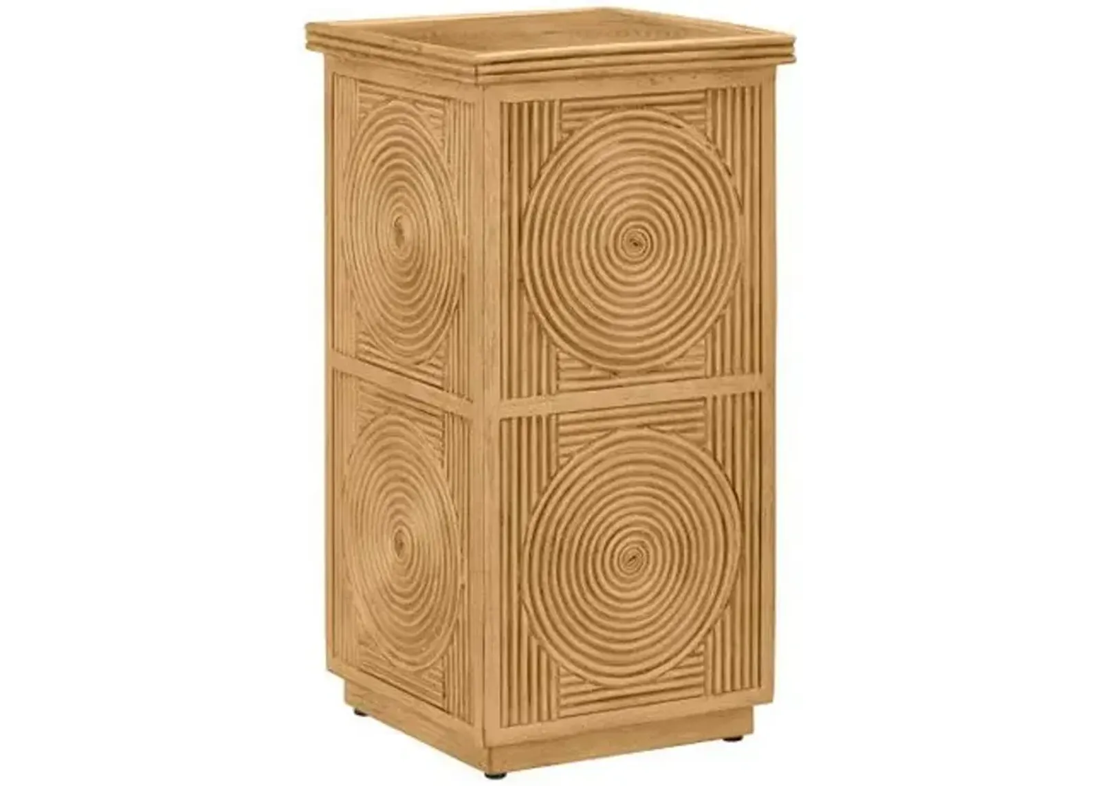 Santos Rattan Accent Table - Sea Sand - Currey & Company - Beige - 13Wx13Dx25H in