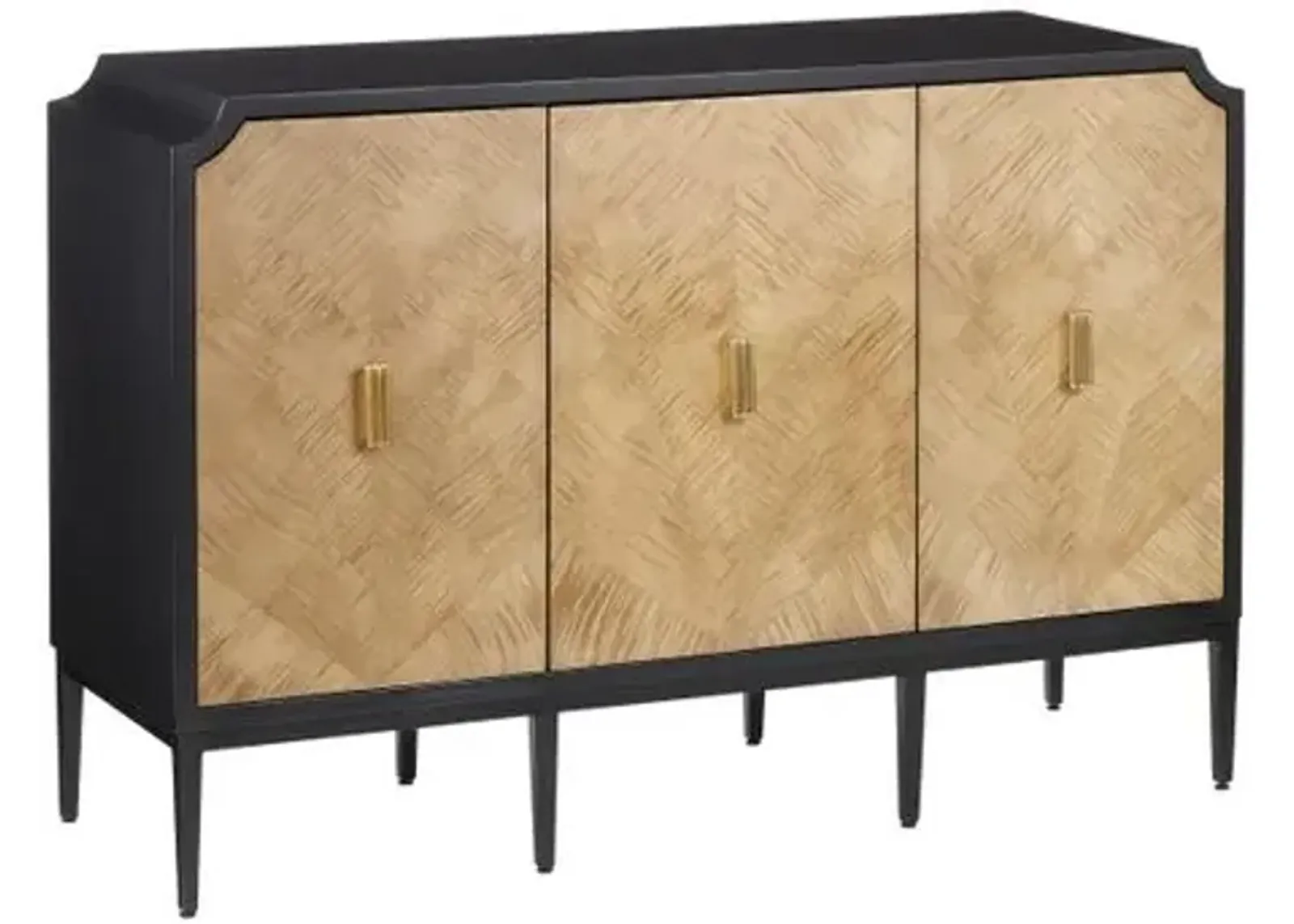 Kallista Cabinet - Caviar Black/Natural - Currey & Company