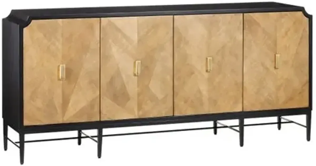 Kallista Credenza - Caviar Black/Natural - Currey & Company