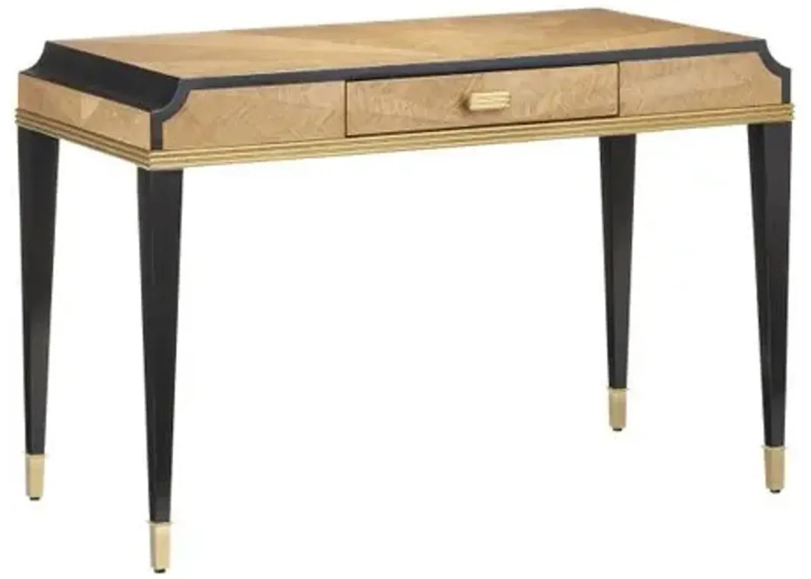 Kallista Writing Desk - Caviar Black/Natural - Currey & Company - Brown