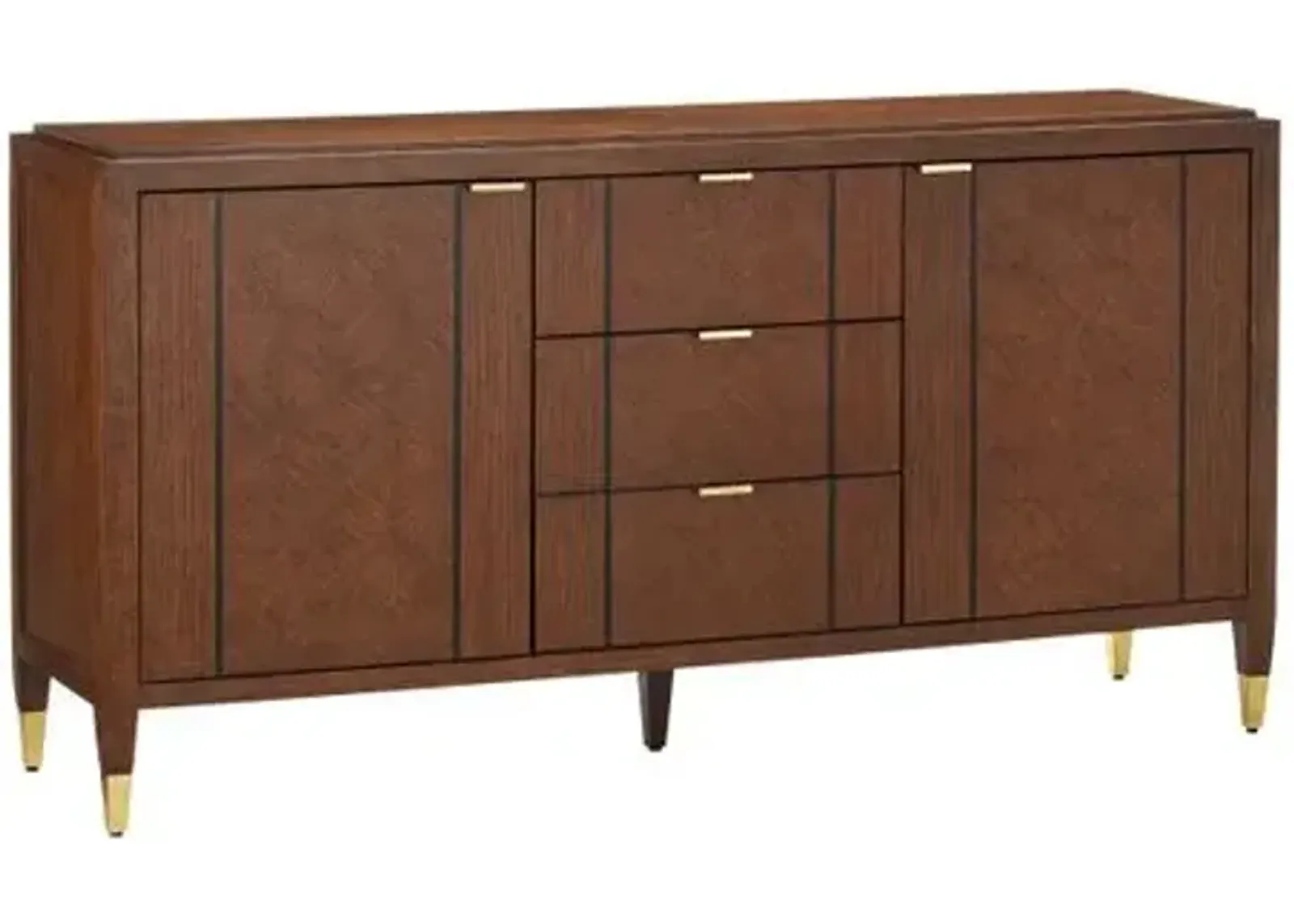 Dorian Credenza - Kona/Black/Satin Brass - Currey & Company - Brown