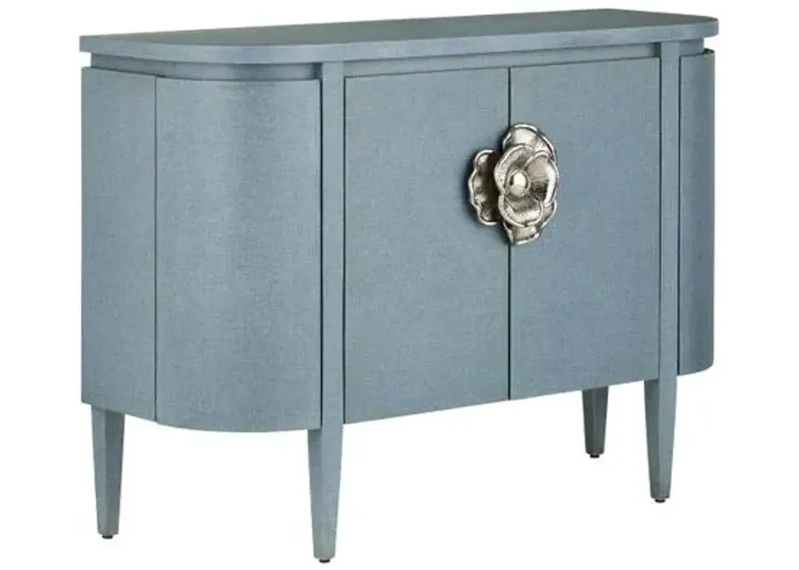 Briallen Demilune Cabinet - Lacquered Blue Linen - Currey & Company