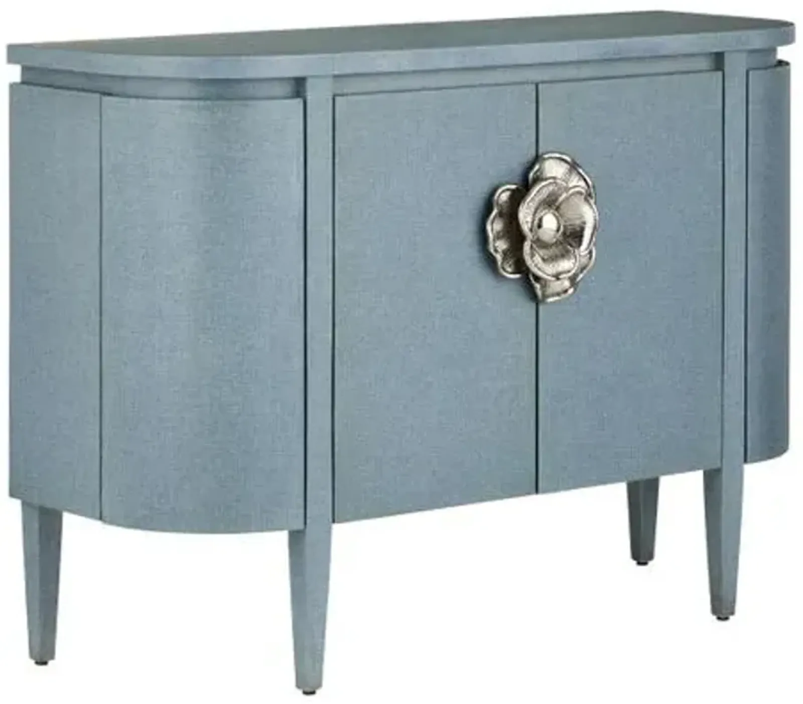 Briallen Demilune Cabinet - Lacquered Blue Linen - Currey & Company