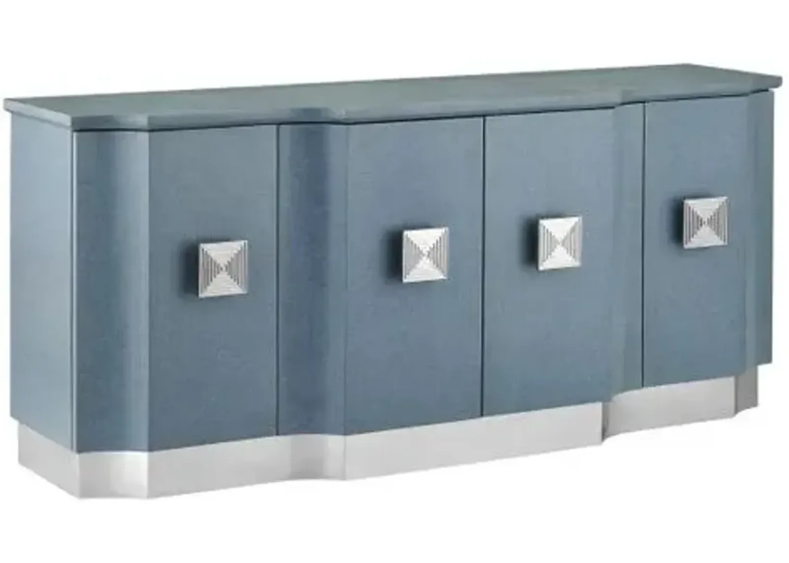 Maya Credenza - Lacquered Blue Linen - Currey & Company