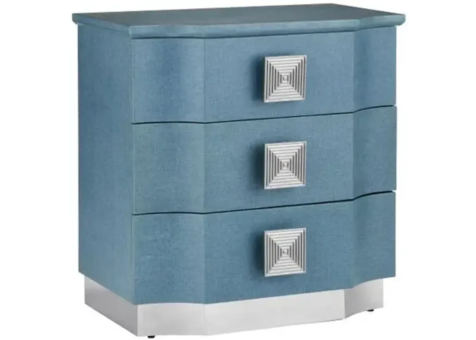 Maya 3-Drawer Chest - Lacquered Blue Linen - Currey & Company