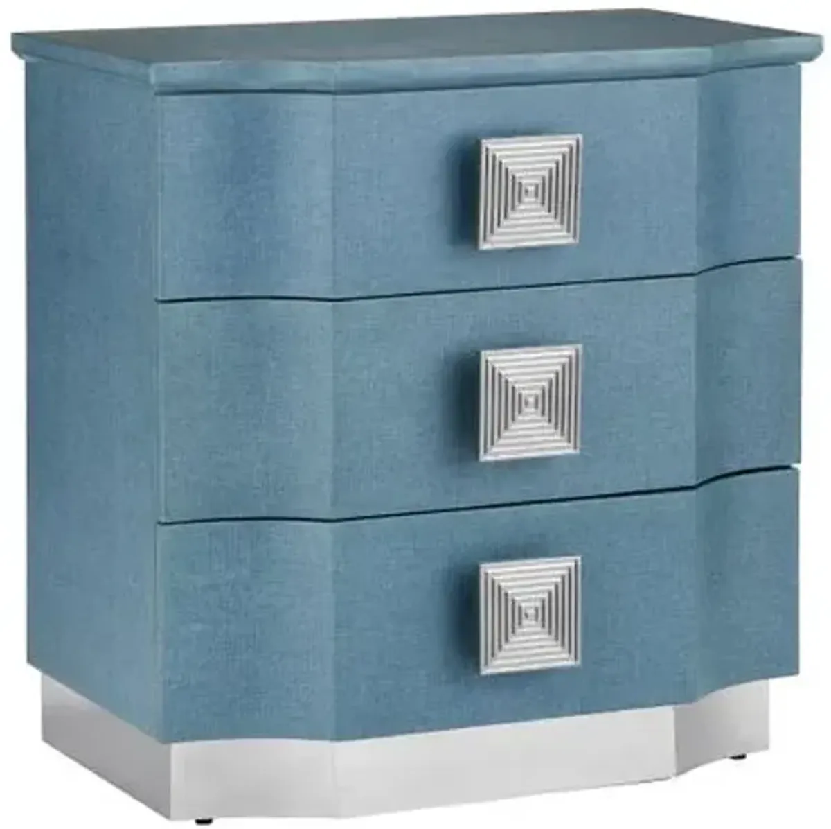 Maya 3-Drawer Chest - Lacquered Blue Linen - Currey & Company