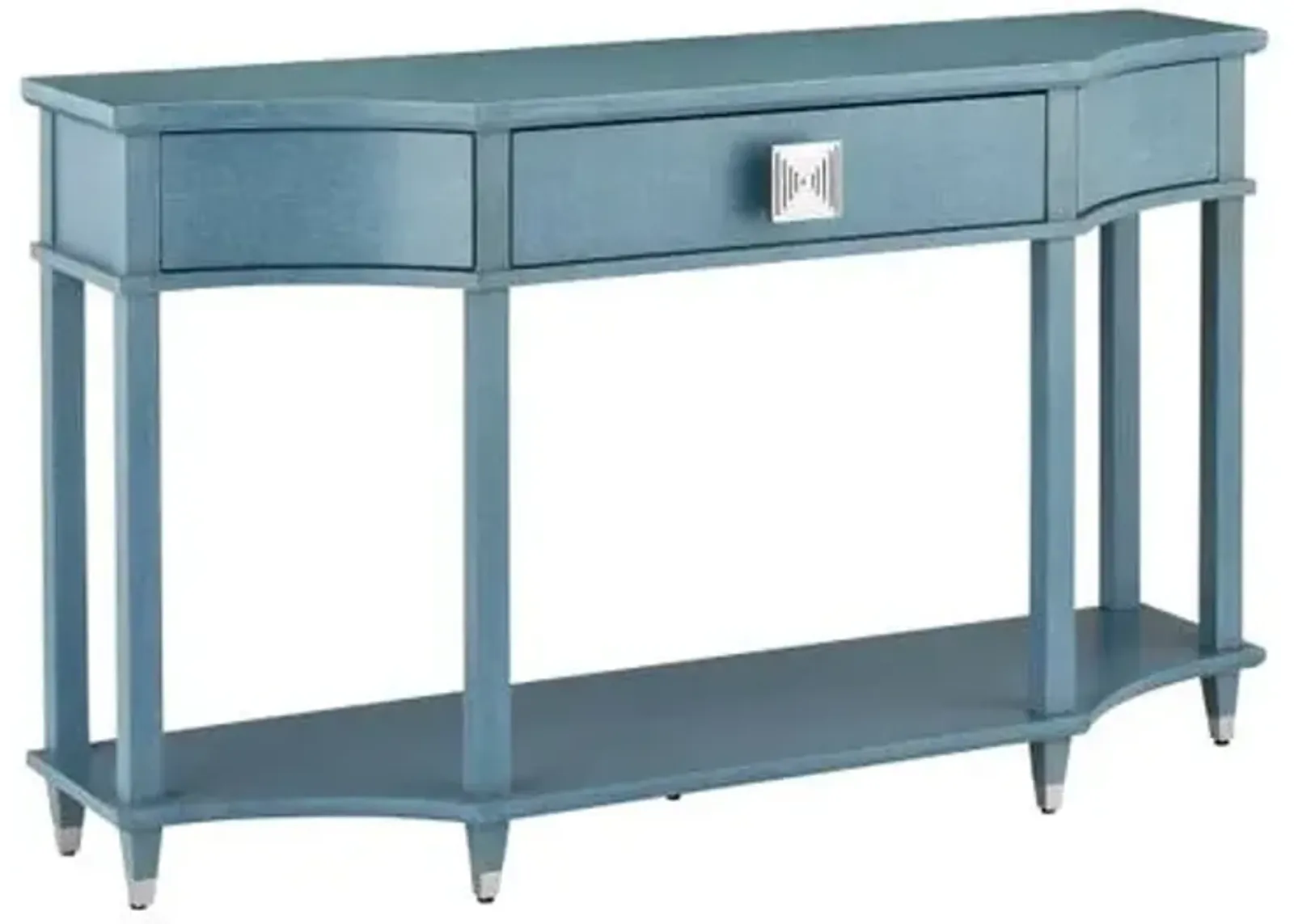 Maya Console Table - Lacquered Blue Linen - Currey & Company